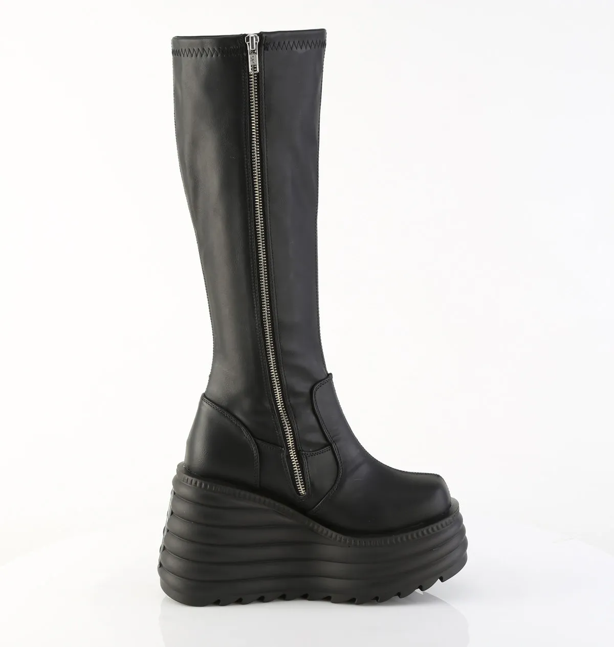 MORTE-300 DemoniaCult Black Vegan Leather Sexy Women's Mid-Calf & Knee High Boots (Alternative Footwear)