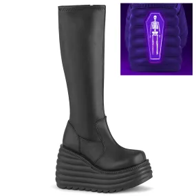 MORTE-300 DemoniaCult Black Vegan Leather Sexy Women's Mid-Calf & Knee High Boots (Alternative Footwear)
