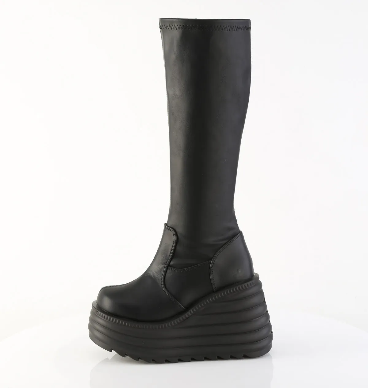 MORTE-300 DemoniaCult Black Vegan Leather Sexy Women's Mid-Calf & Knee High Boots (Alternative Footwear)