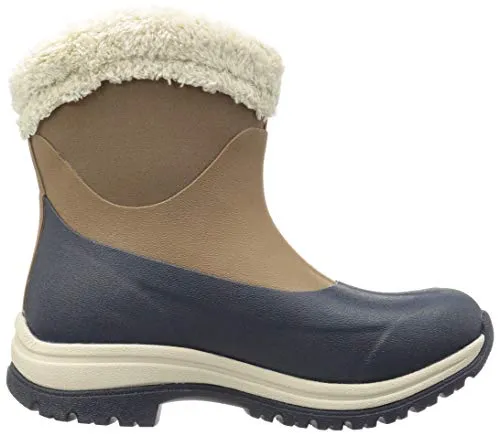 Muck Boot Arctic Apres Navy/Fog Pull On Fur Rounded Toe Waterproof Ankle Boots