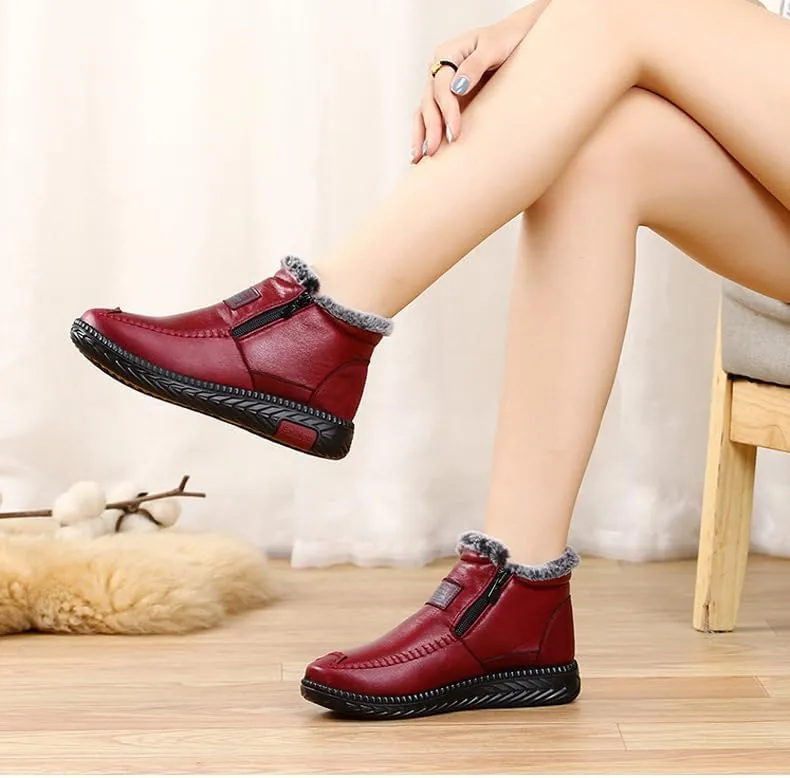 NEW Orthopedic Women Boots arch Support Warm Waterproof Ankle Boots, Red, Sz 7.5