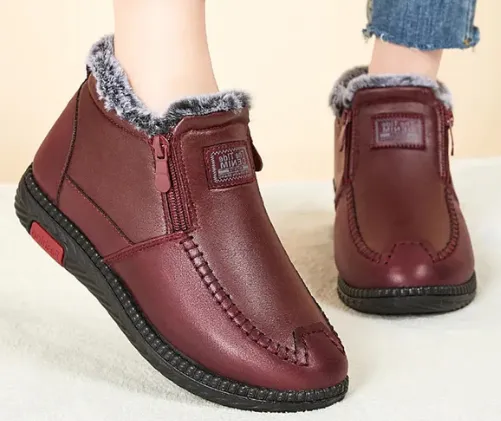 NEW Orthopedic Women Boots arch Support Warm Waterproof Ankle Boots, Red, Sz 7.5
