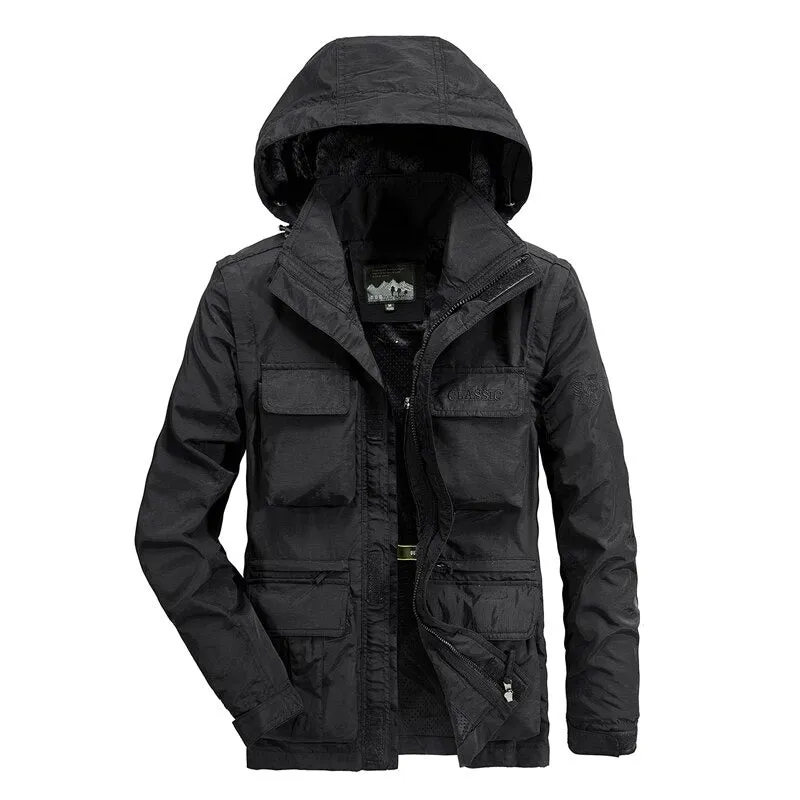 New Windproof Hooded Warm Fleece Men's Jacket