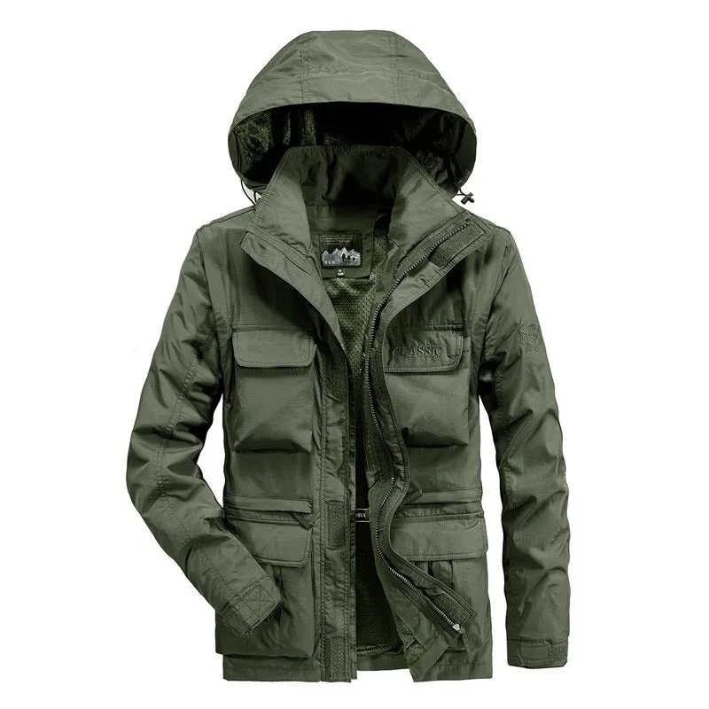 New Windproof Hooded Warm Fleece Men's Jacket