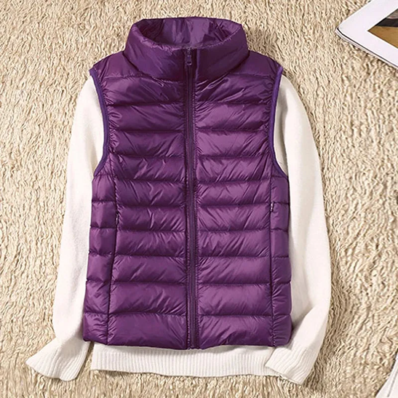 New Women Sleeveless Ultra Light Down Vest Slim Jacket