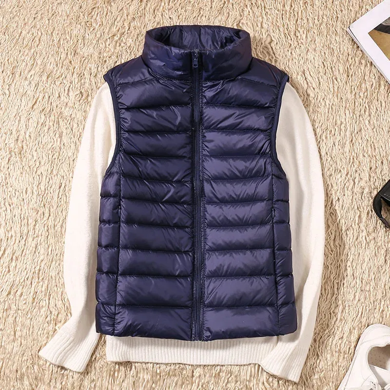 New Women Sleeveless Ultra Light Down Vest Slim Jacket
