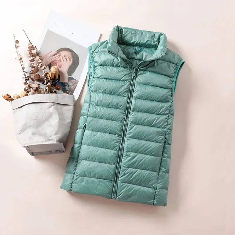 New Women Sleeveless Ultra Light Down Vest Slim Jacket