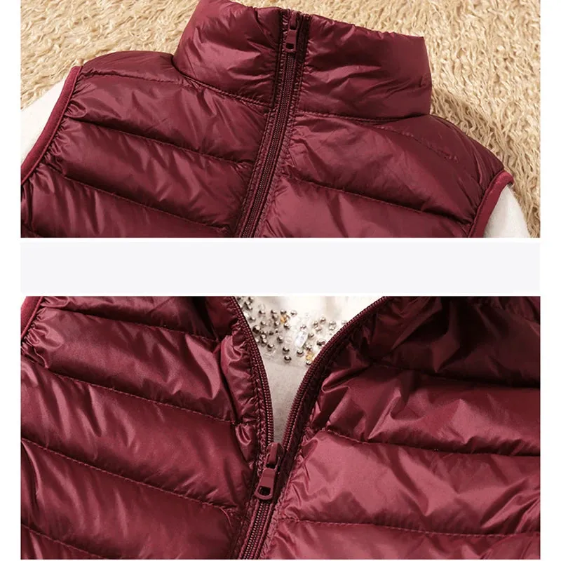 New Women Sleeveless Ultra Light Down Vest Slim Jacket