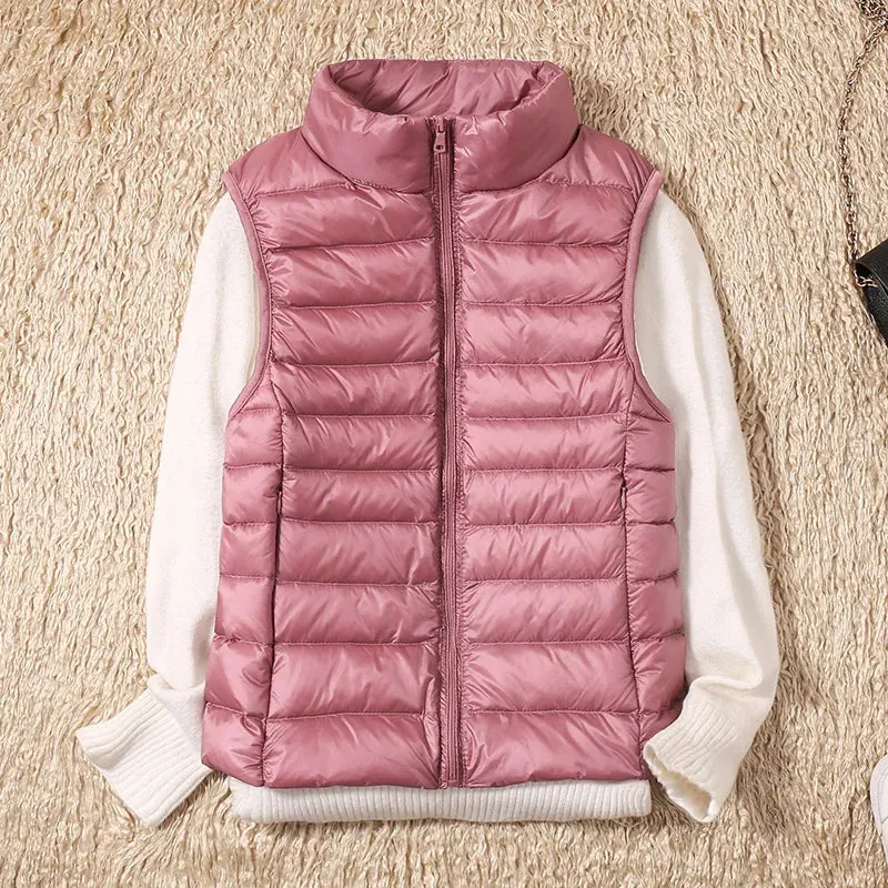 New Women Sleeveless Ultra Light Down Vest Slim Jacket