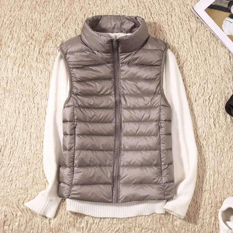 New Women Sleeveless Ultra Light Down Vest Slim Jacket