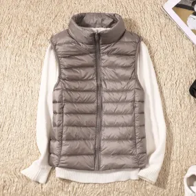 New Women Sleeveless Ultra Light Down Vest Slim Jacket