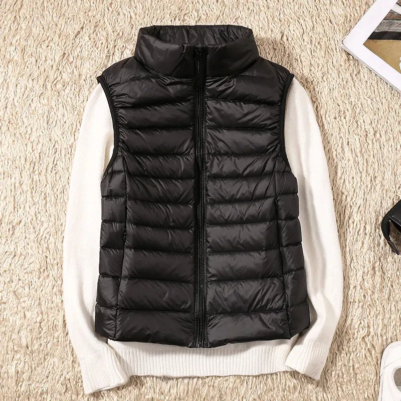 New Women Sleeveless Ultra Light Down Vest Slim Jacket