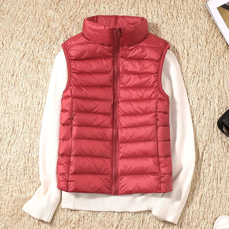 New Women Sleeveless Ultra Light Down Vest Slim Jacket