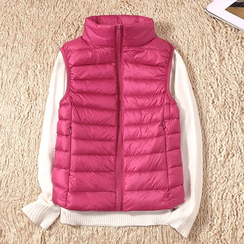 New Women Sleeveless Ultra Light Down Vest Slim Jacket