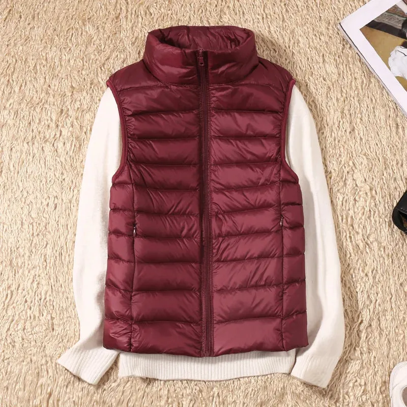 New Women Sleeveless Ultra Light Down Vest Slim Jacket