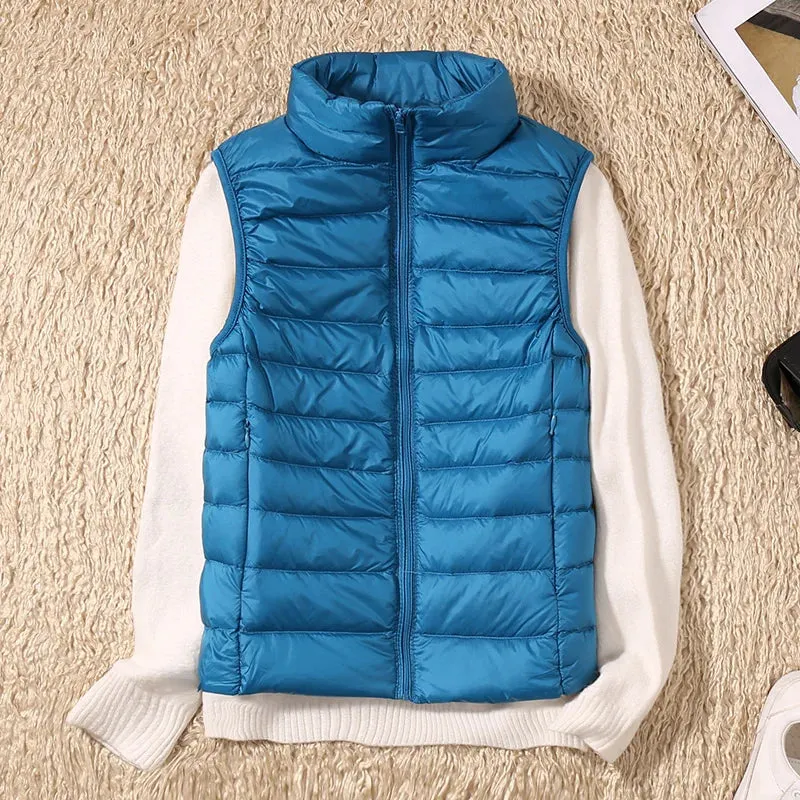 New Women Sleeveless Ultra Light Down Vest Slim Jacket
