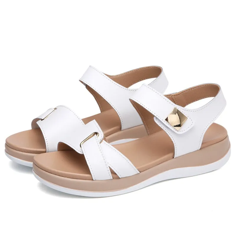 New Women's Casual Sandals Platform Open Toe Soft-soled Beach Shoes Fashion Solid Color Outdoor Flat Sandals Sabdalia Feminina