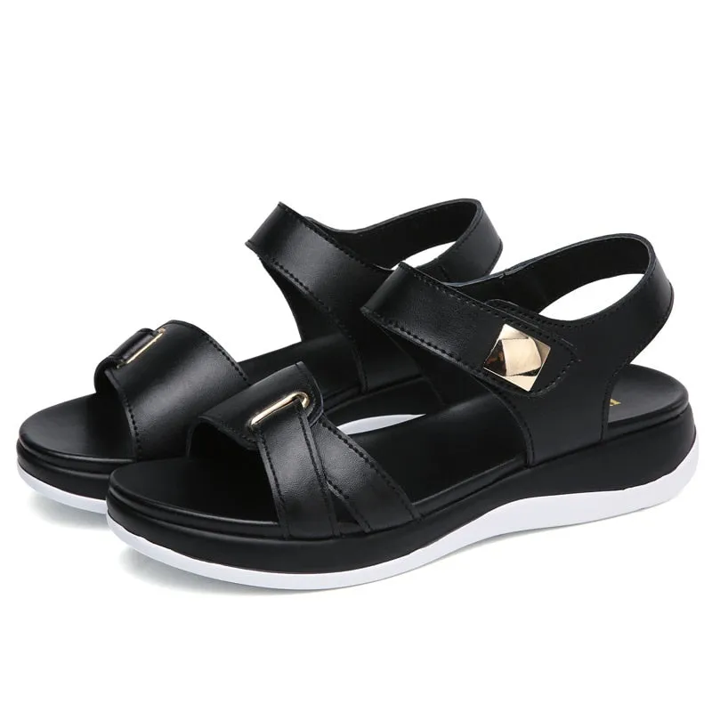 New Women's Casual Sandals Platform Open Toe Soft-soled Beach Shoes Fashion Solid Color Outdoor Flat Sandals Sabdalia Feminina