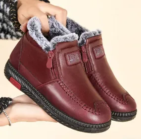 NEW Women's Deep Red Winter Snow Boots Non-slip Waterproof Boots Warm Faux Rabbit Fur Ultra comfortable Boots - Size: 6 Womens