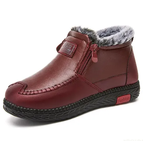NEW Women's Deep Red Winter Snow Boots Non-slip Waterproof Boots Warm Faux Rabbit Fur Ultra comfortable Boots - Size: 6 Womens