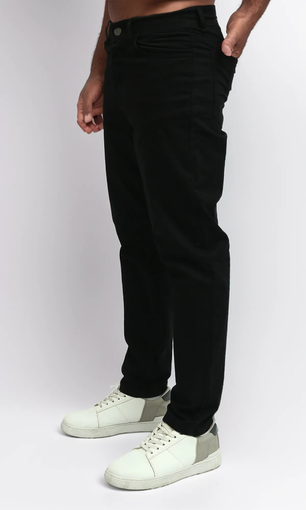 O192893 Black Gabardine Pants Slim Fit