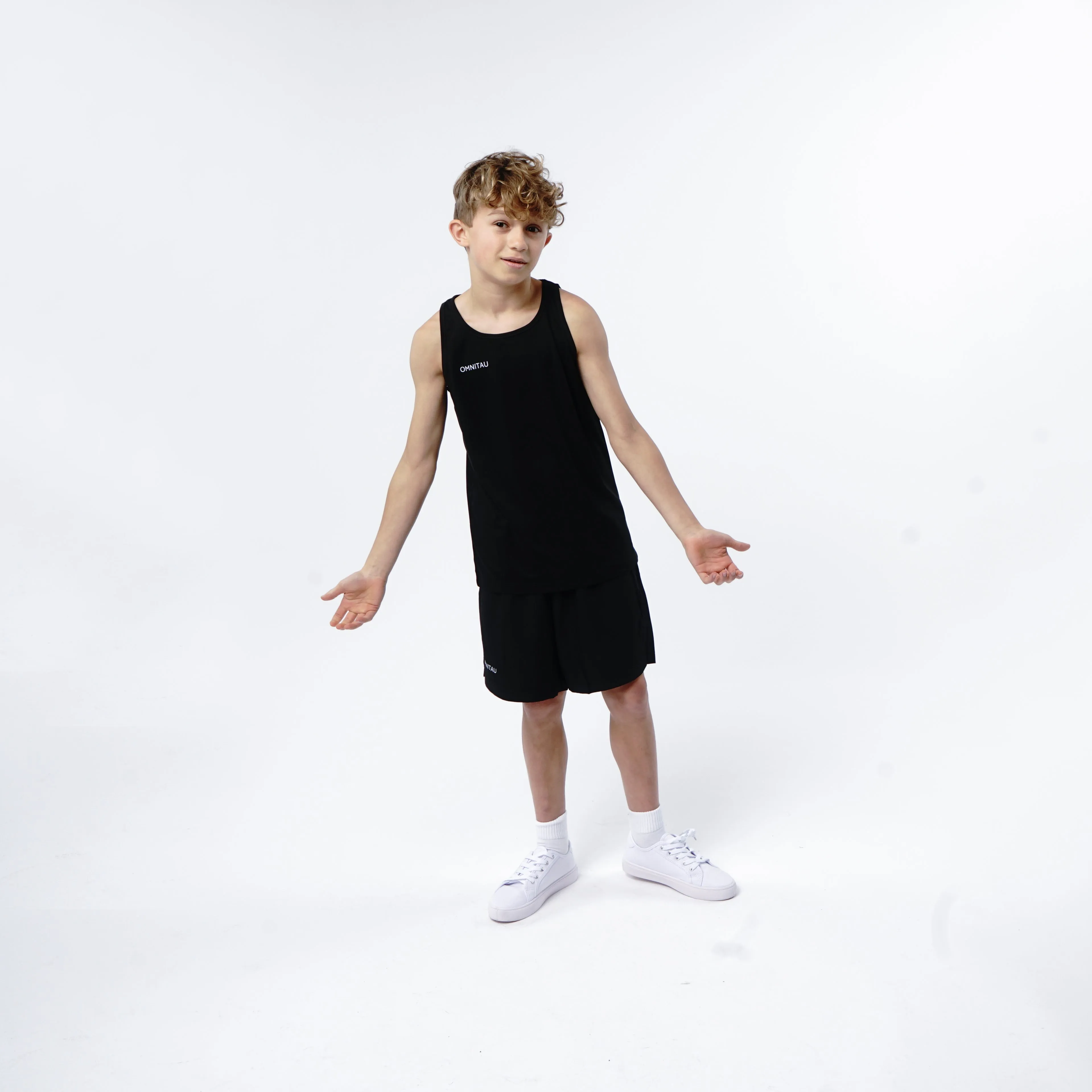 Omnitau Kid's Core Crew Neck Athletics Vest - Black