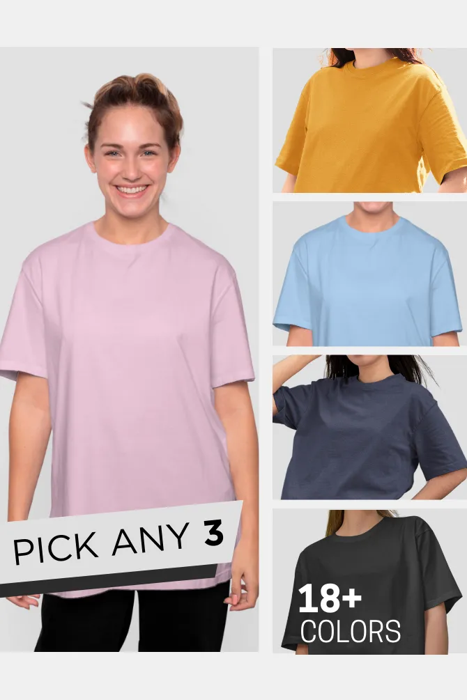 Pack Of 3 Oversized T-Shirts Black Olive Green and Lavender for Men
