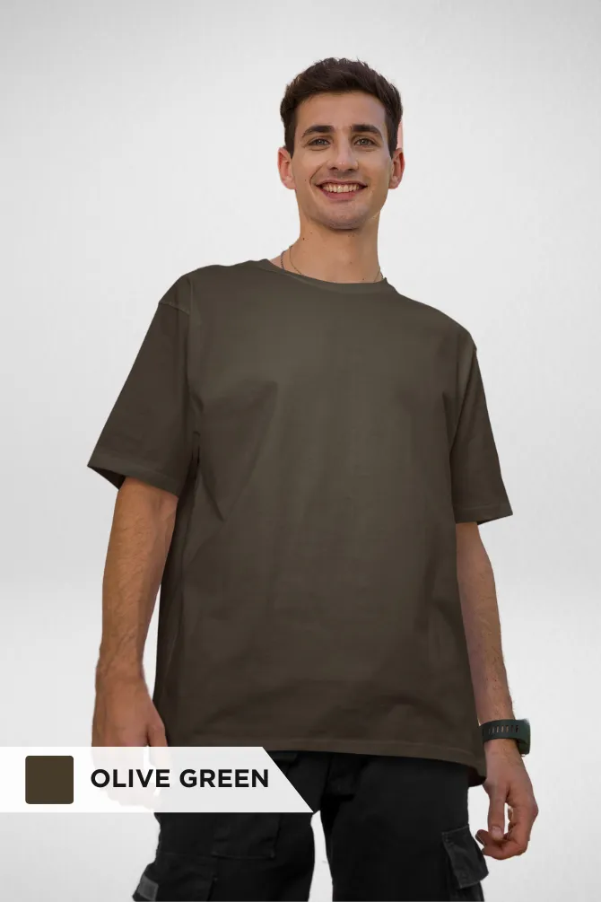 Pack Of 3 Oversized T-Shirts Black Olive Green and Lavender for Men