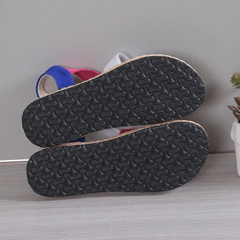 Peep toe elastic strappy stretch sandals