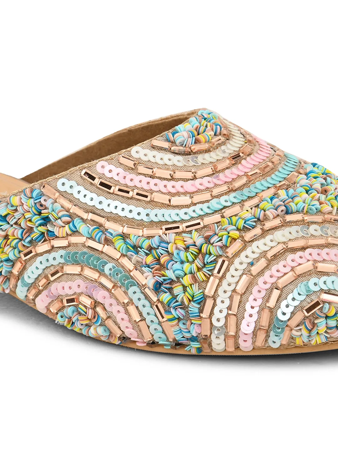 Pelle Albero Women's Rose Gold Handcrafted Mules Slip-On Sandals