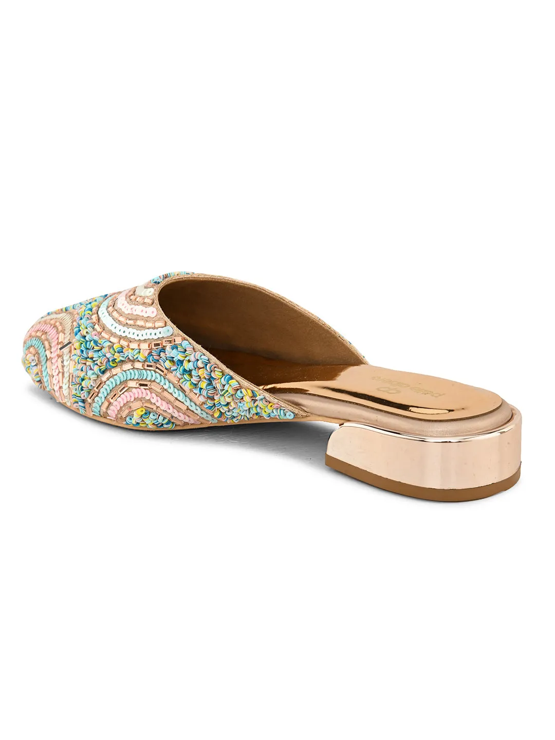 Pelle Albero Women's Rose Gold Handcrafted Mules Slip-On Sandals