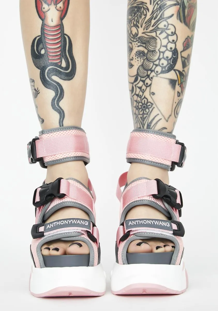 Pink Mulberry Platform Sandals