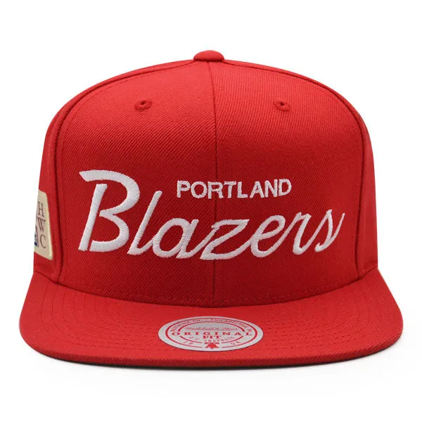 Portland Trailblazers Mitchell & Ness VINTAGE SCRIPT Snapback HWC Hat - Red