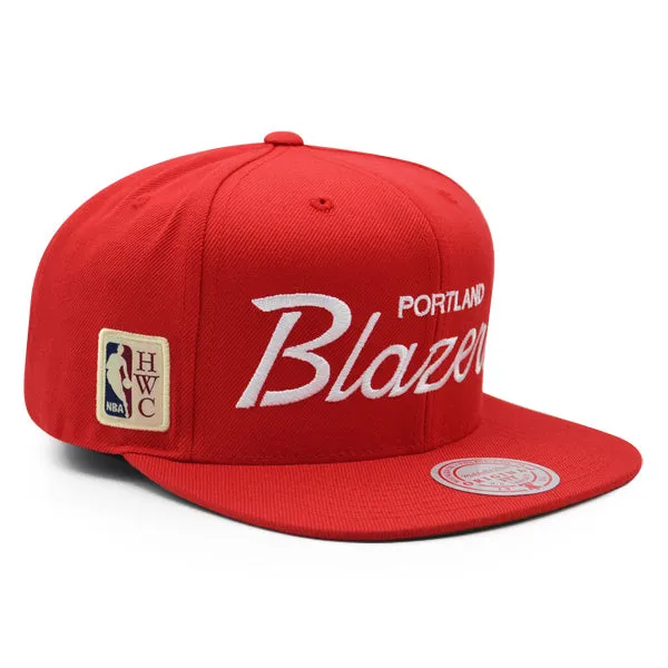 Portland Trailblazers Mitchell & Ness VINTAGE SCRIPT Snapback HWC Hat - Red