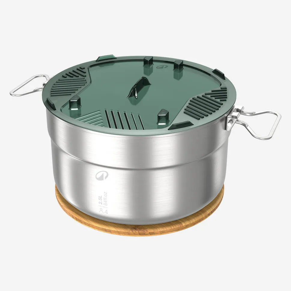 Quechua 500 Stainless Steel Nonstick Camping Cookset  25-Piece for 4 People