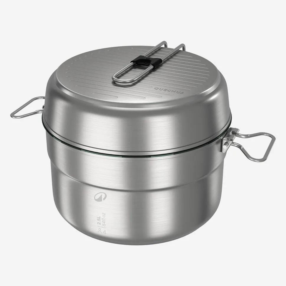 Quechua 500 Stainless Steel Nonstick Camping Cookset  25-Piece for 4 People