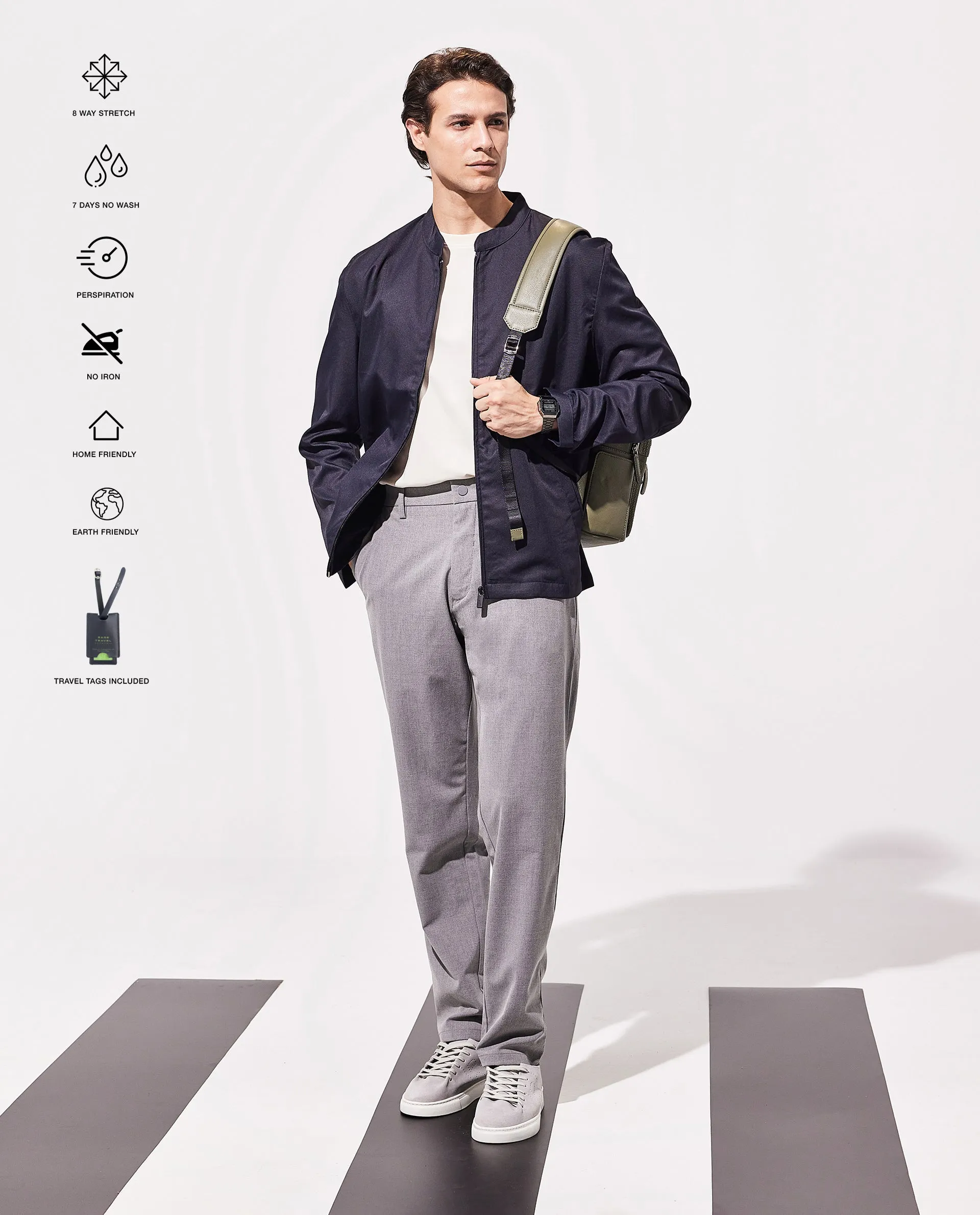 Rare Rabbit Men Travel-25 Grey Button And Zip Closure Plain Trouser