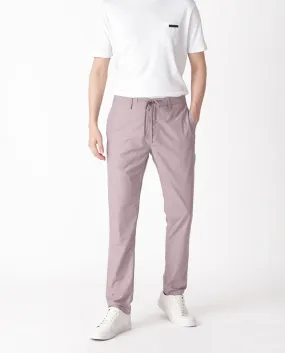 Rare Rabbit Men's Aux Light Purple Solid Mid-Rise Regular Fit With Drawstring And Elastic Waistband Trouser