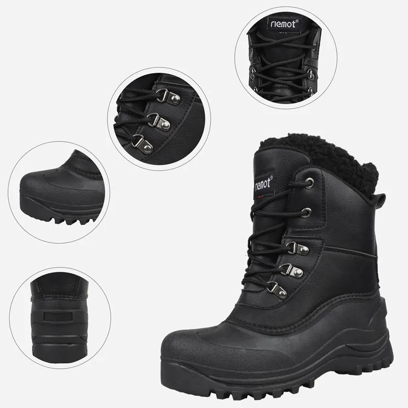 riemot Women's Snow Boots Black Waterproof & Slip-resistant Winter Boots