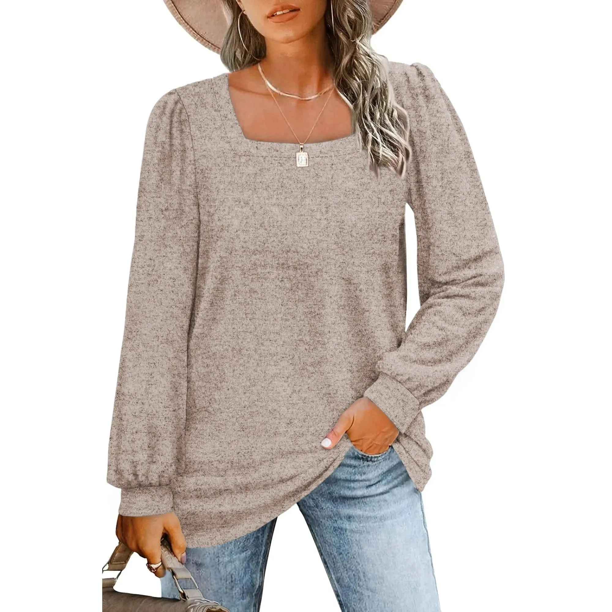 Rosvigor Blouses for Women Long Sleeve Shirts Casual Loose Tunic Fall Winter Tops