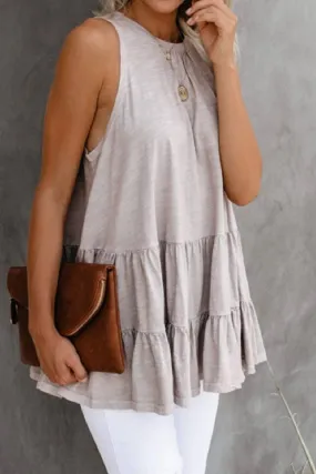 Round Neck Ruffled Hem Tops
