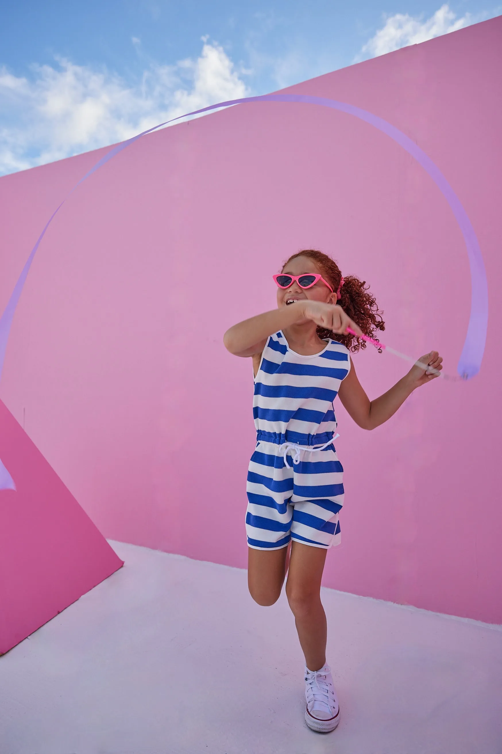 Rugby Romper - Blue & White Stripe