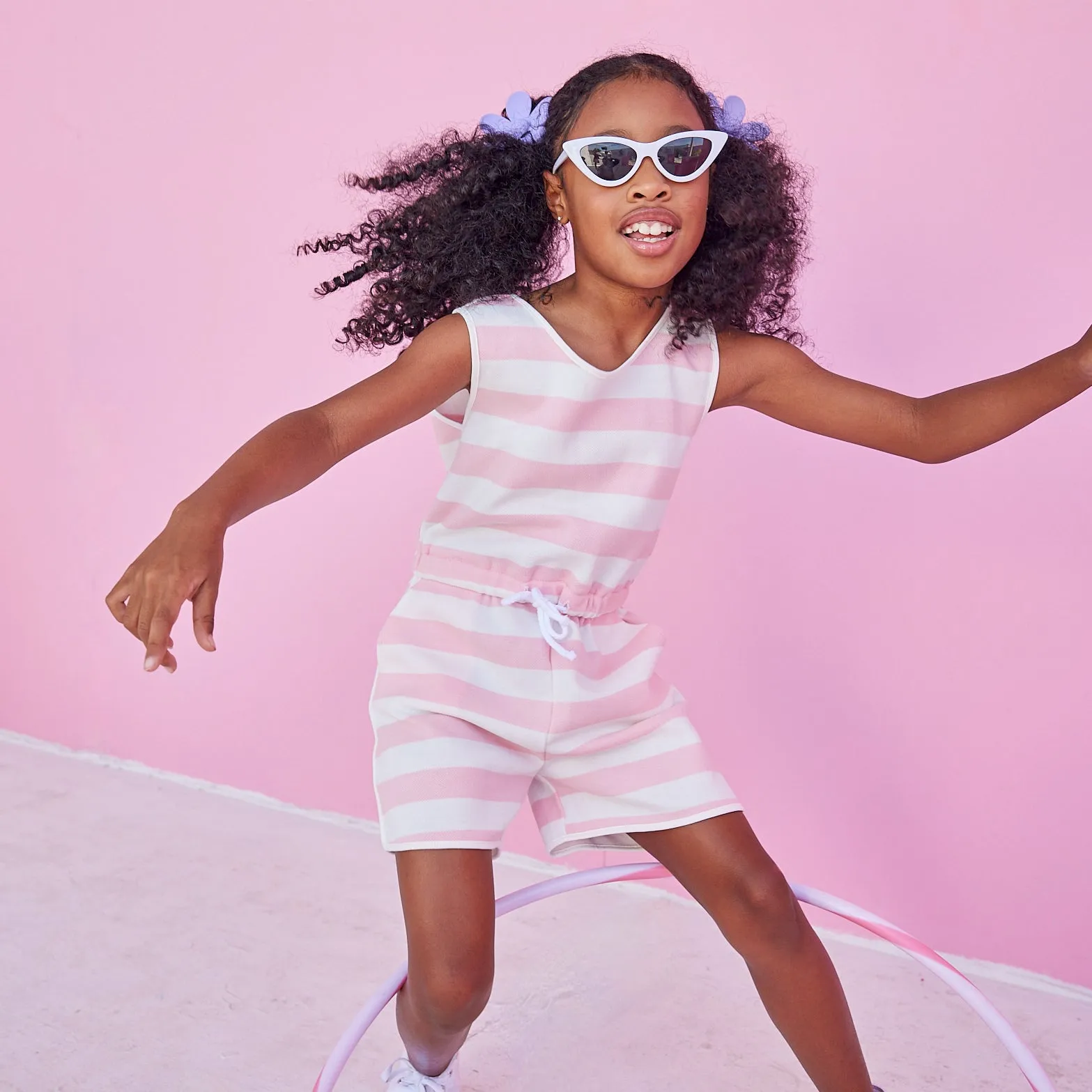 Rugby Romper - Pink & White Stripe