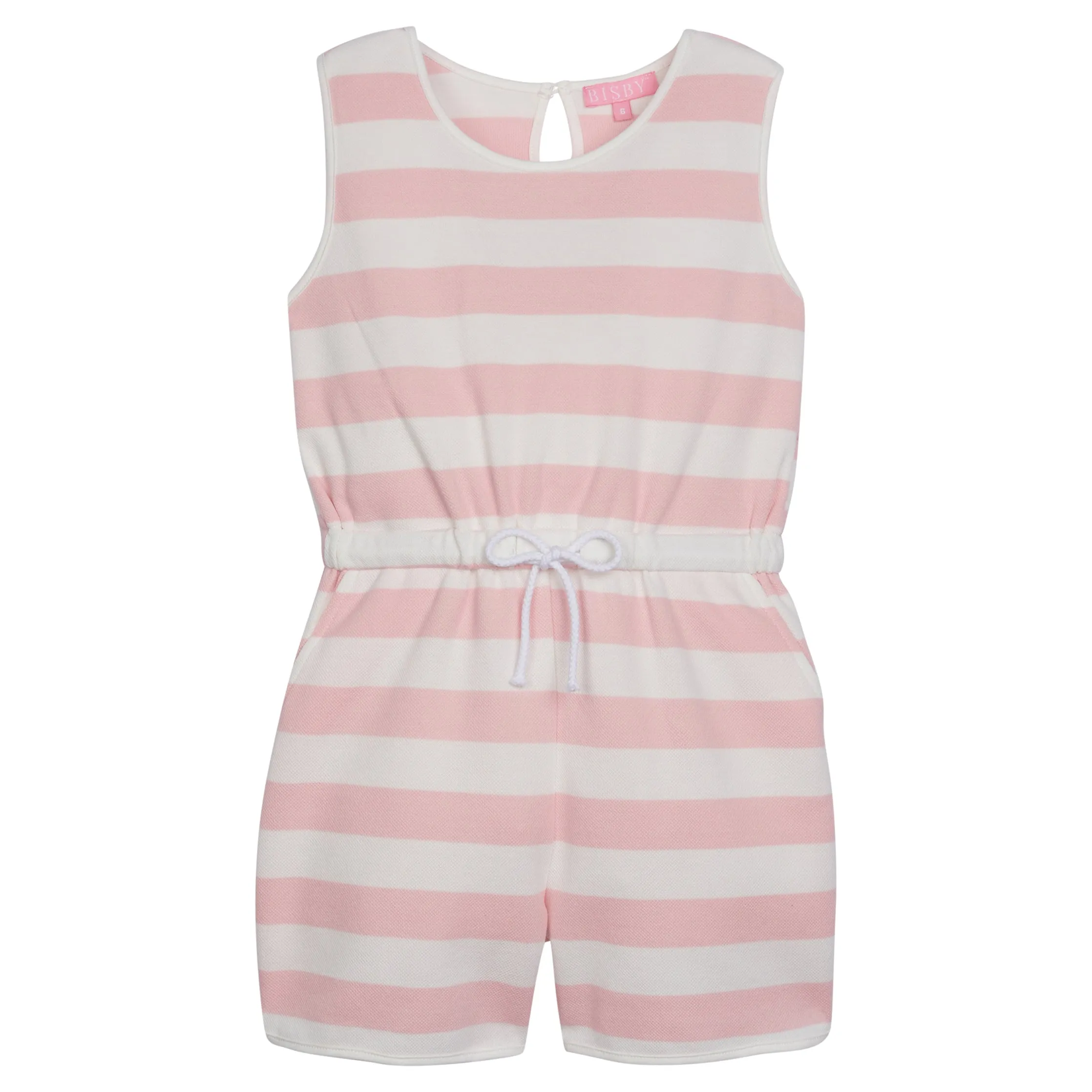 Rugby Romper - Pink & White Stripe