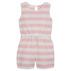 Rugby Romper - Pink & White Stripe