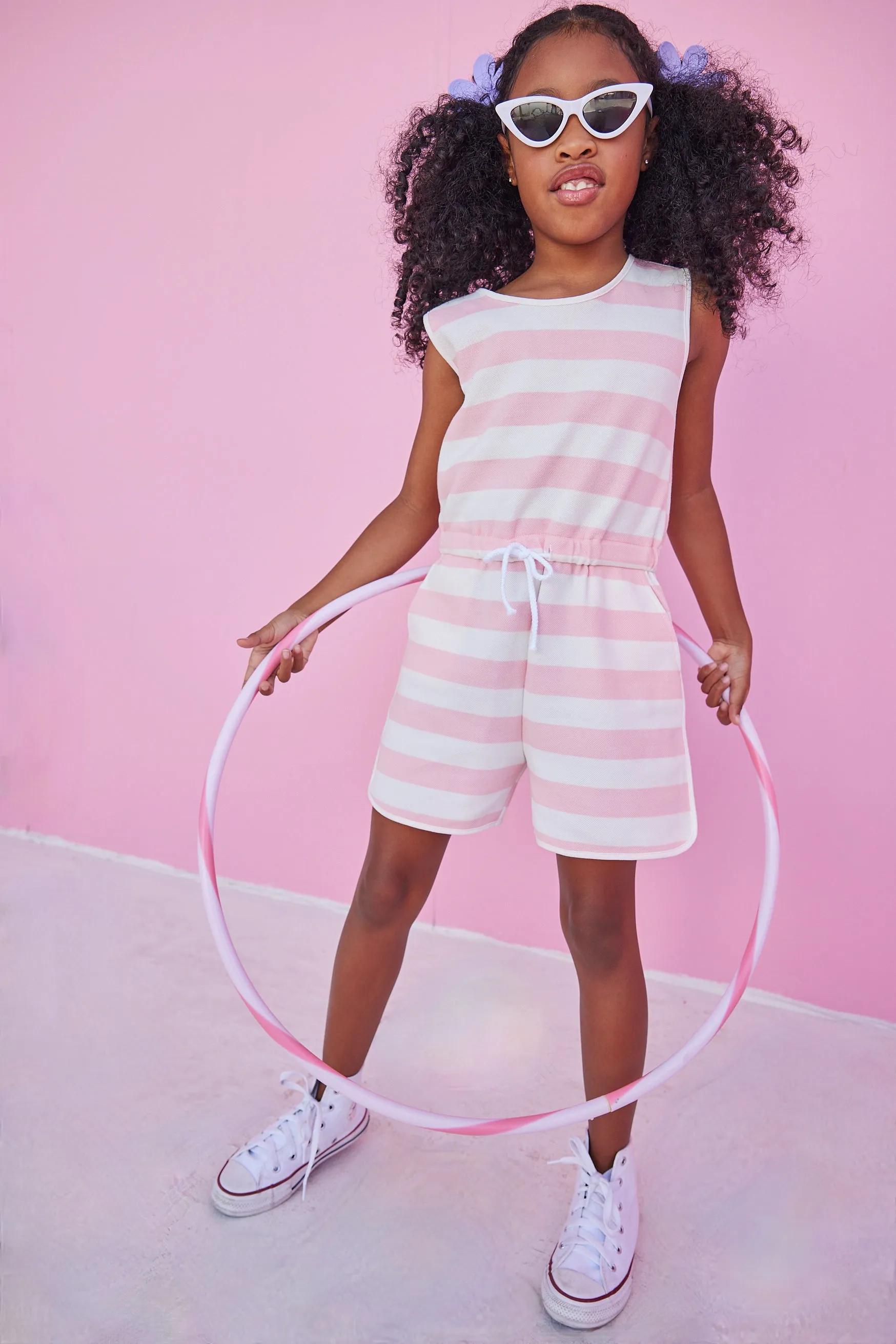 Rugby Romper - Pink & White Stripe