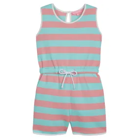 Rugby Romper - Salmon & Aqua Stripe