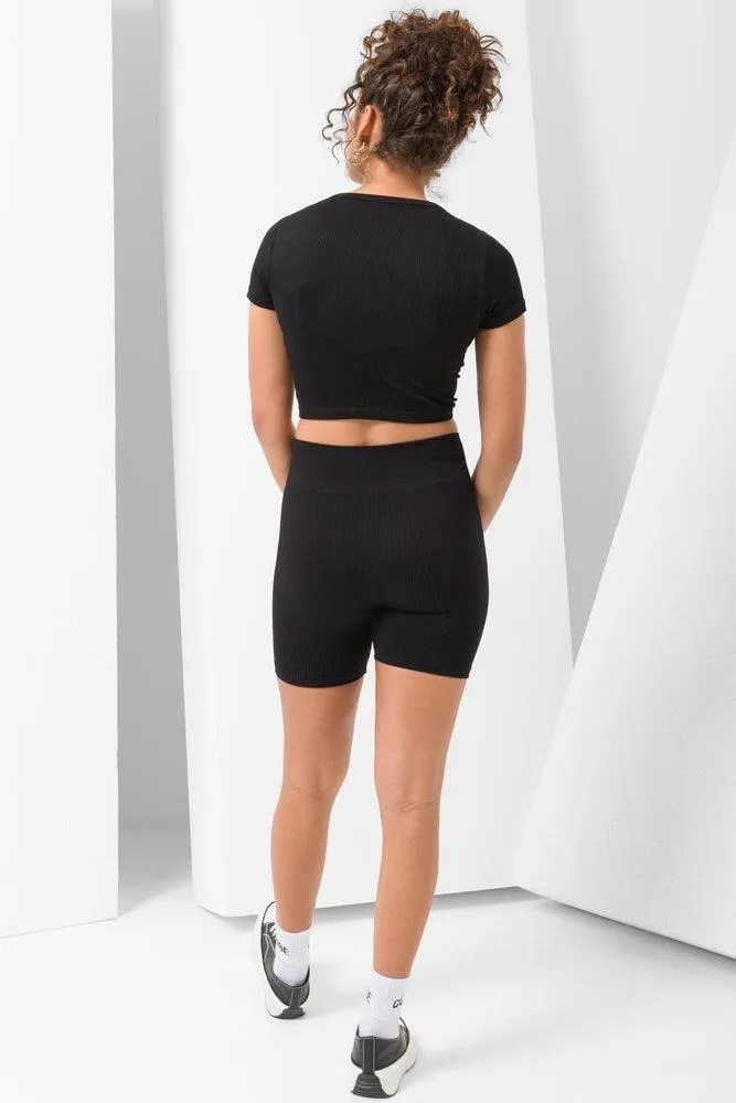 Seamless Cropped T-Shirt Black