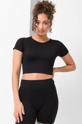 Seamless Cropped T-Shirt Black