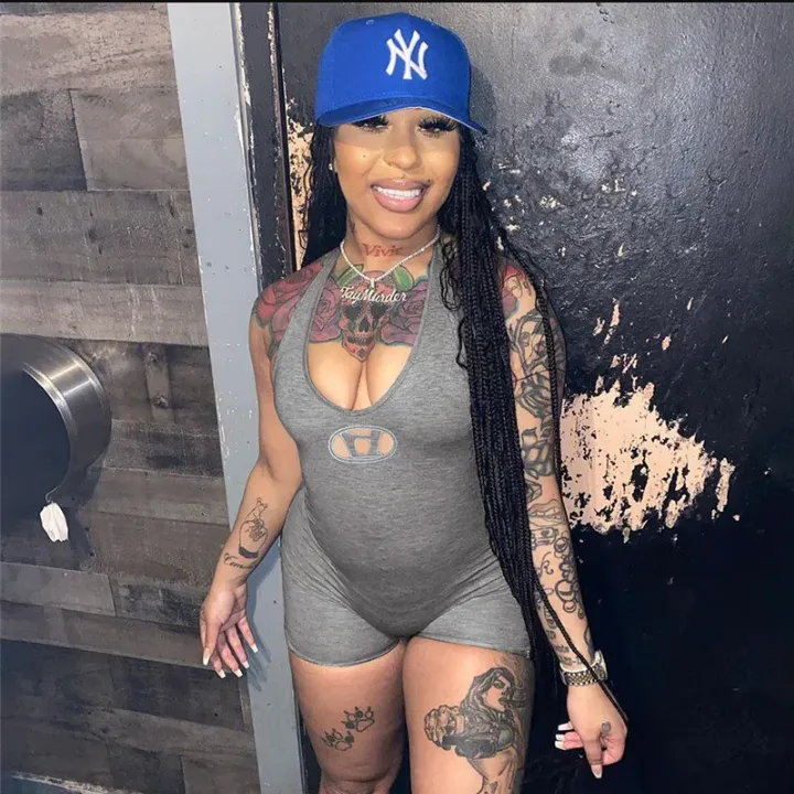 Sexy Low Cut Halter Print Rompers